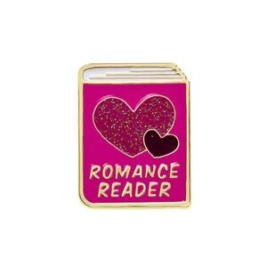 Pink Romance Reader Glitter Book Enamel Pin